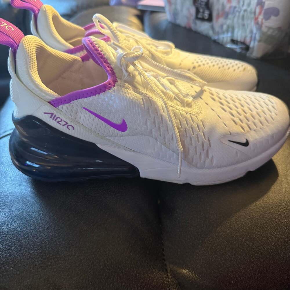 Nike Air Max 270 White and Purple Sneakers